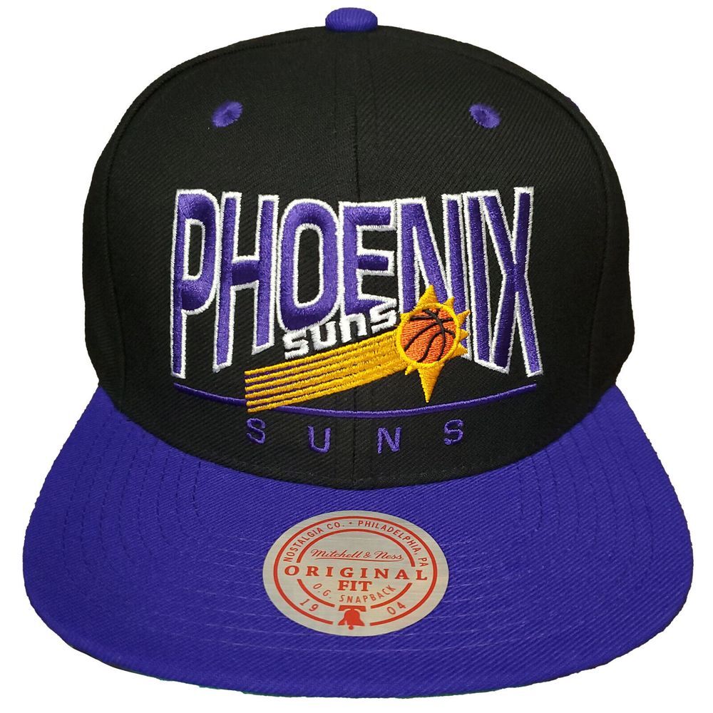 Phoenix Suns Mitchell & Ness NBA Snapback Hat Cap Colorblock Black Purple NWT